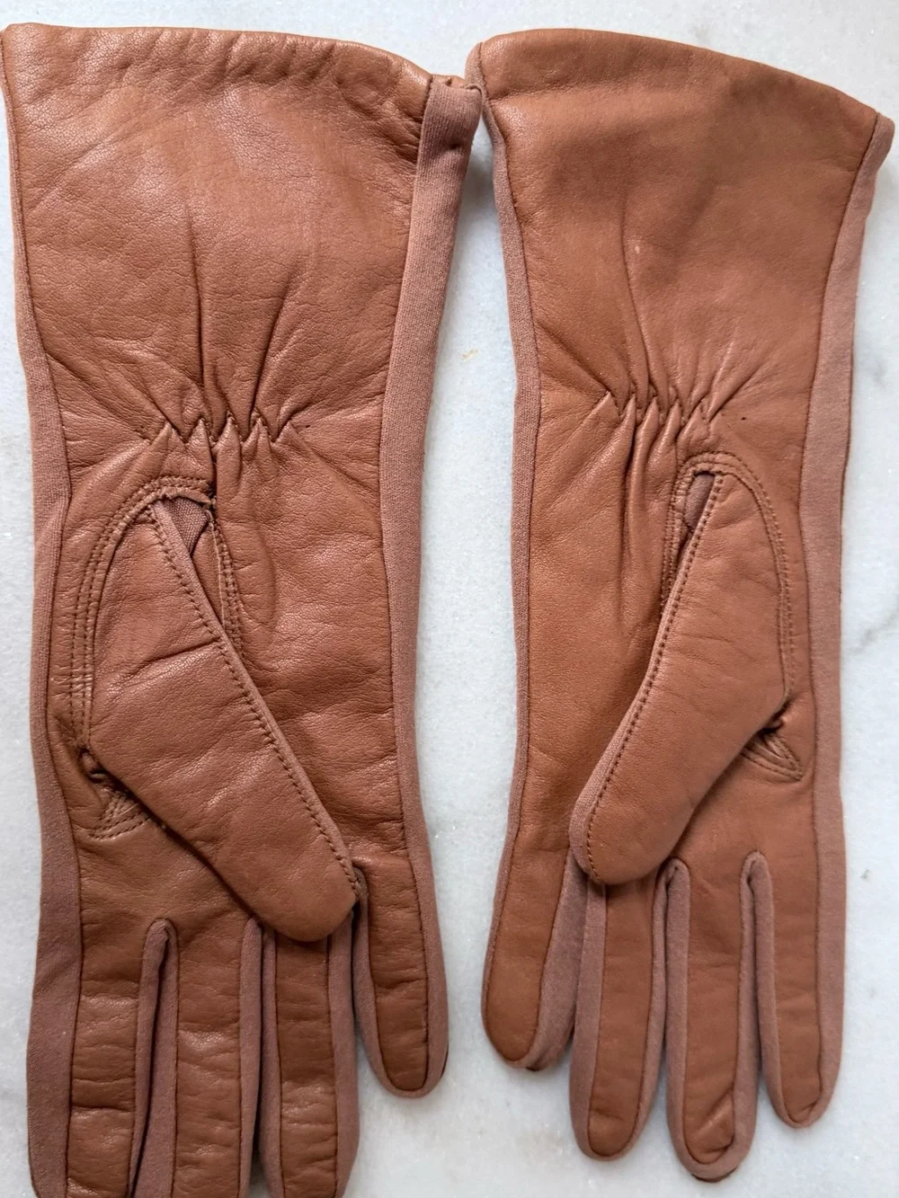 Classic Brown genuine Leather Long Gloves